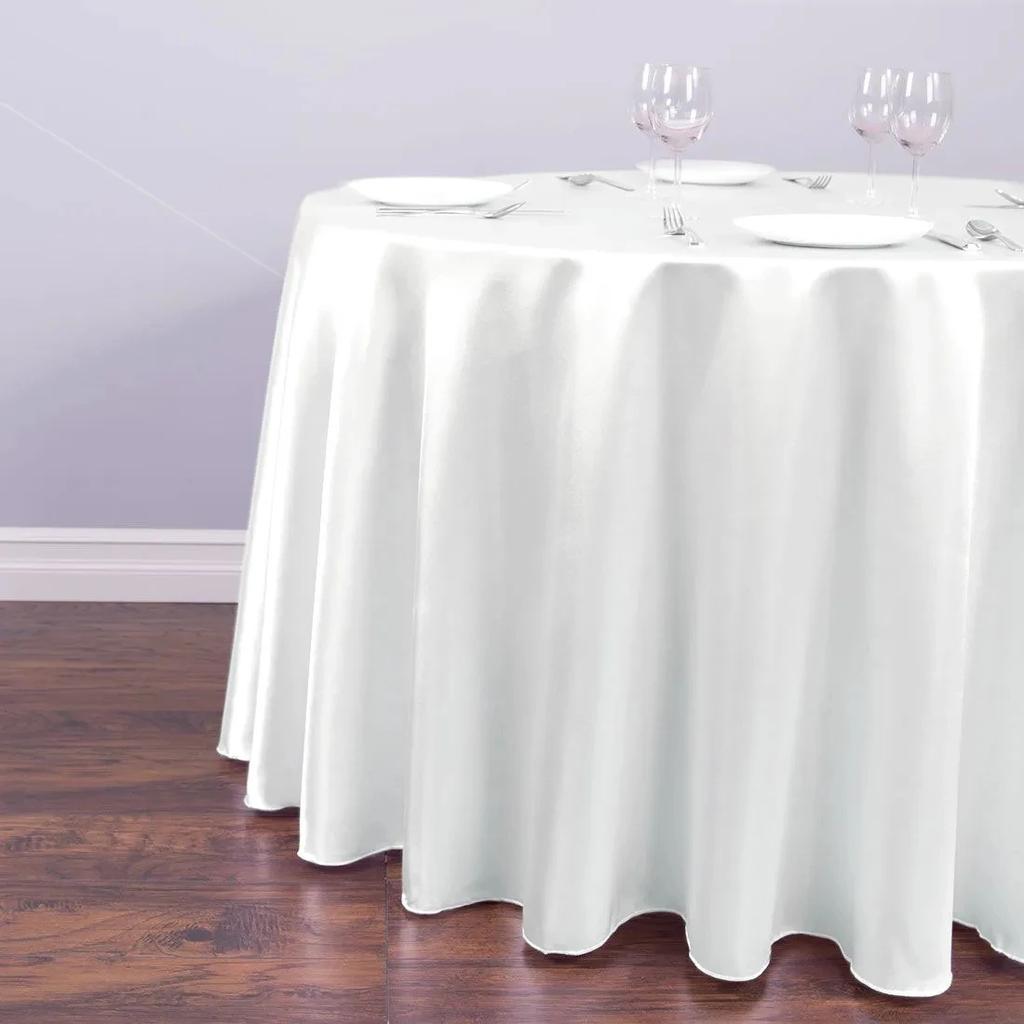 Solid Color Satin Round Table Cloth Tablecloth Table Cover Overlay For Birthday Wedding Banquet Restaurant Festival Party Supply