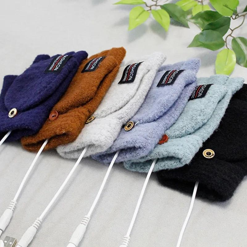 Half Finger Full Finger Gloves USB Heated Double Sided Heating 1 Pair Convertible Mittens for Outdoor School Hand Warmer