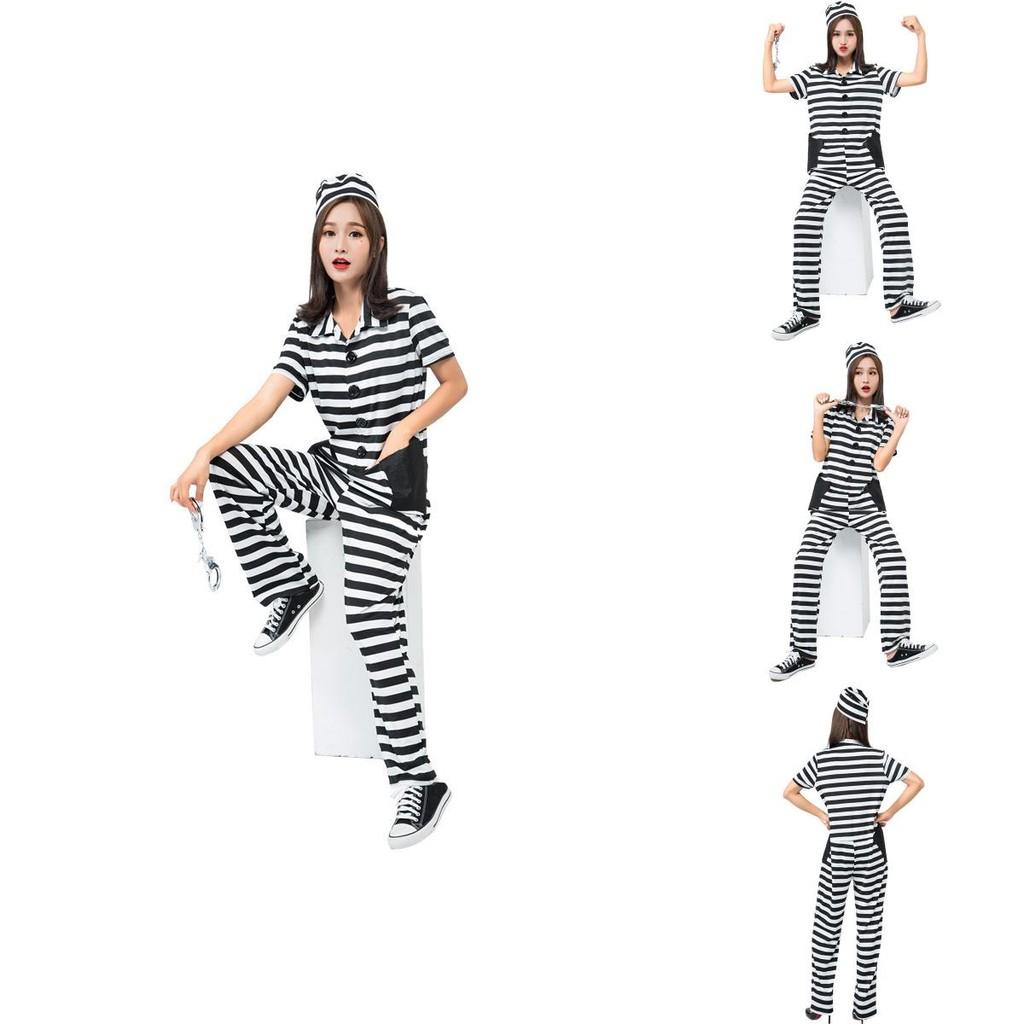 Japanese Anime Striped Prisoner Costume For Cosplay And Stage Performance