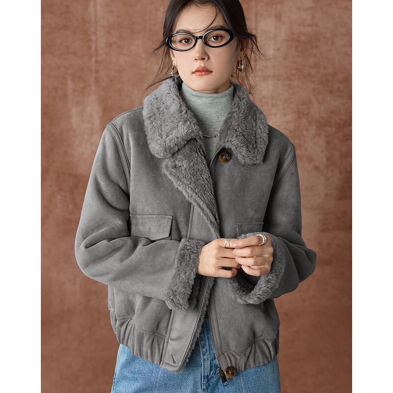 Women's 100% Lamb Wool Barn Style Retro Color-block Fur Coat