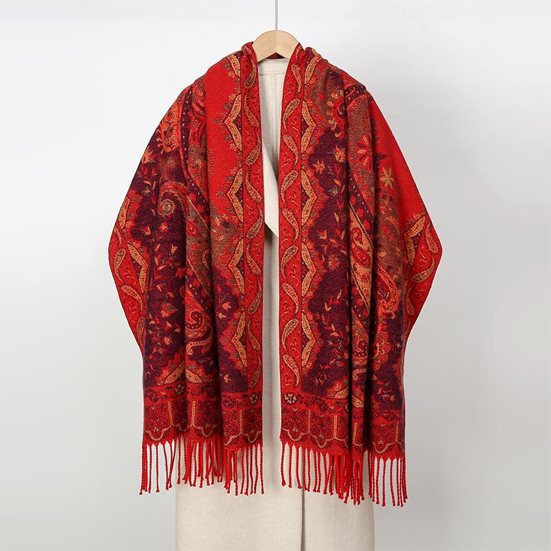 Warm Cashmere Poncho Shawl Scarf Luxury Print Thick Pashmina Winter Blanket Wraps Bufanda Casual Hijab Stoles Echarpe