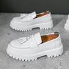 Luxury Designer New Black White Tassels Height Increasing Leather Casual Shoes For Men Loafter Formal Wedding Dress Homecoming