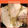 Exaggerated Style Gold Alloy Jewelry Set With Coin Pendant And Drop Earrings For Fashion Lovers