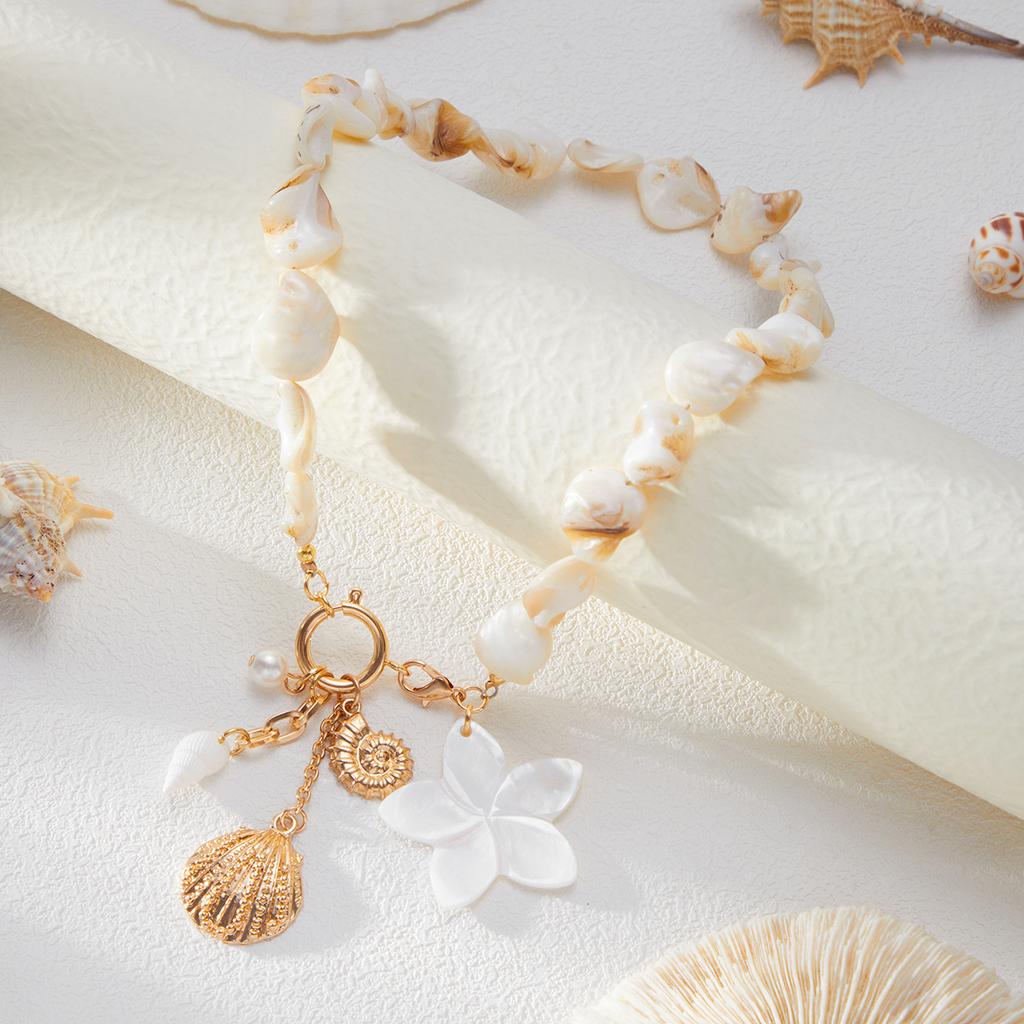Holiday Conch Starfish Alloy Pendant Necklace Casual Beach Shells Collarbone Chain Set