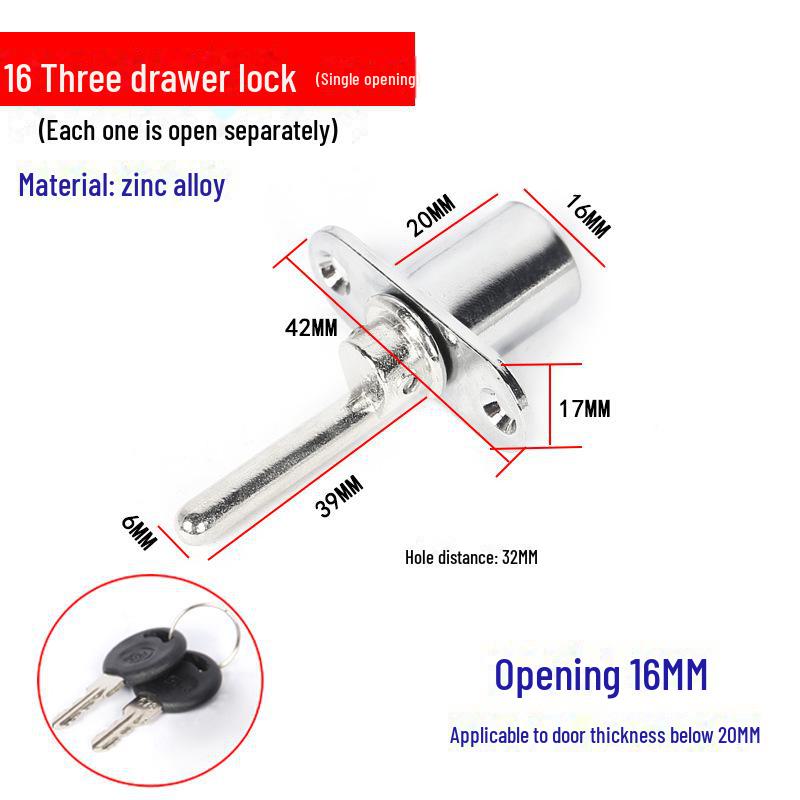 Încuietoare cu trei sertare pentru mobilier de birou și dulapuri de dosare