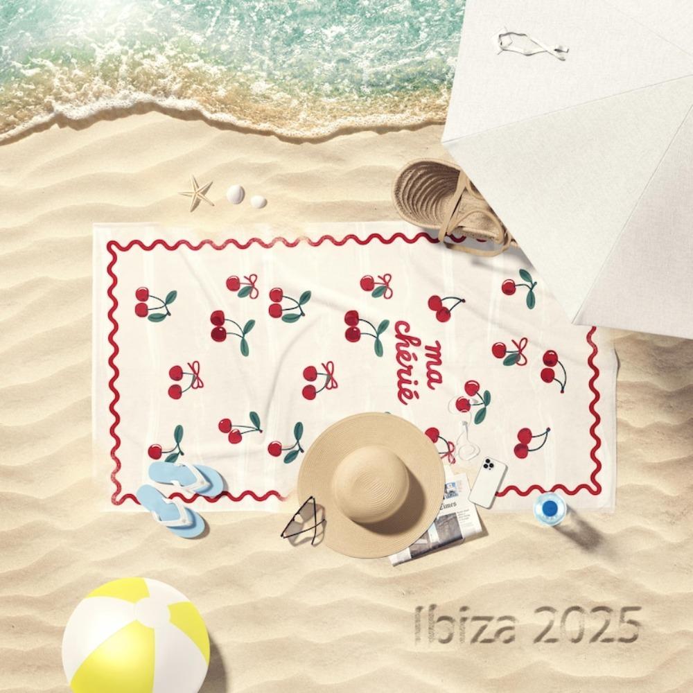 1 Ma Cherie Kirsch Strandtuch 2D Einzelmotiv Süß Weich Schnelltrocknend Sandabweisend Langlebig Strand Pool Urlaub Reise Picknick Verwendung