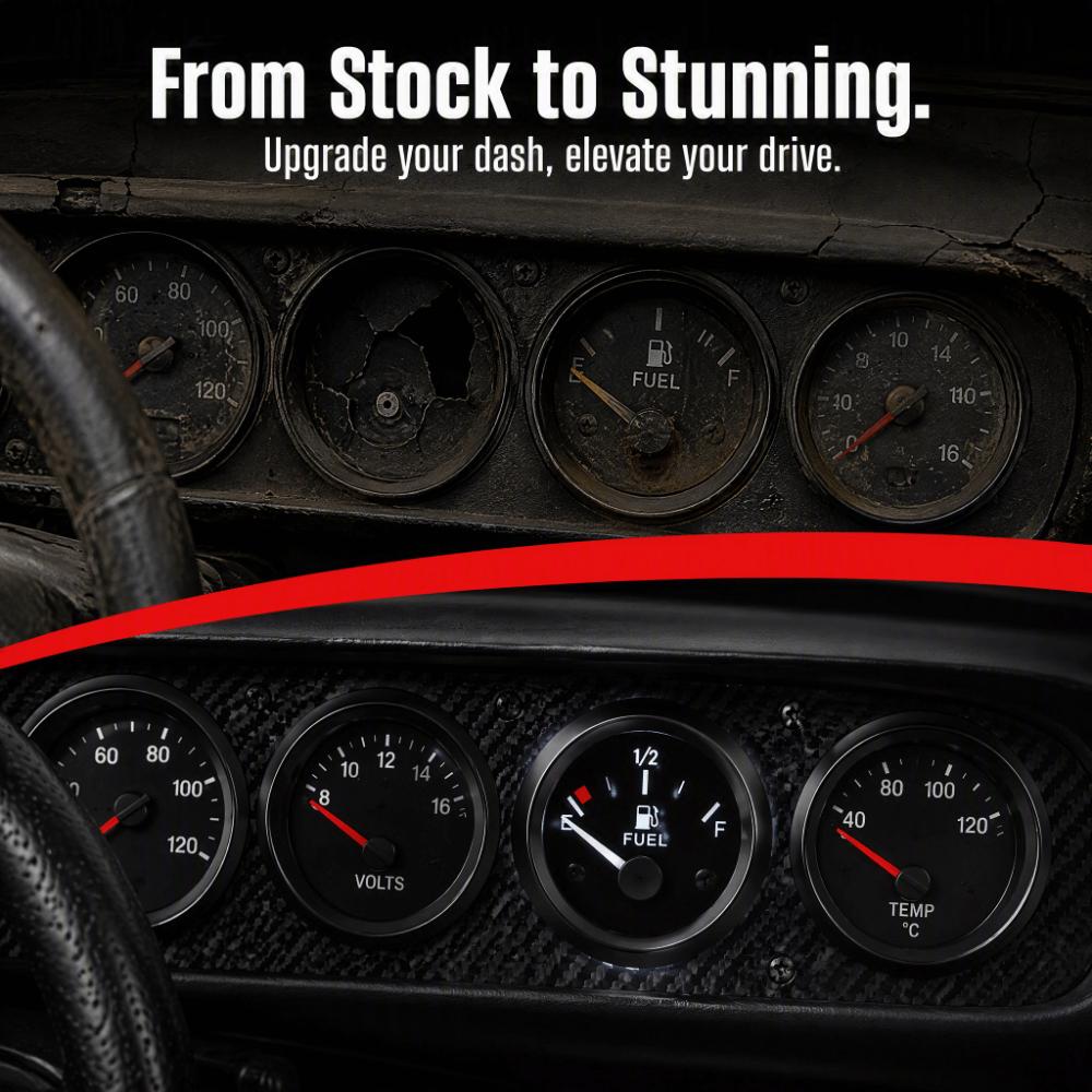 Black Fuel Tank Meter 52mm Boat Fuel Gauge Waterproof Fuel Level Gauge  Truck