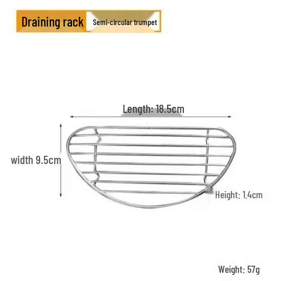 Stainless Steel Semi-Circular Oil Draining and Cooling Rack with Feet for Baking and Barbecue