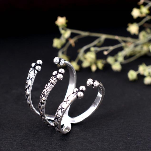 Handmade Silver Arthritis Ring – Long Adjustable Splint for Thumb & Finger, Daily Wear Support Jewelry for Relief