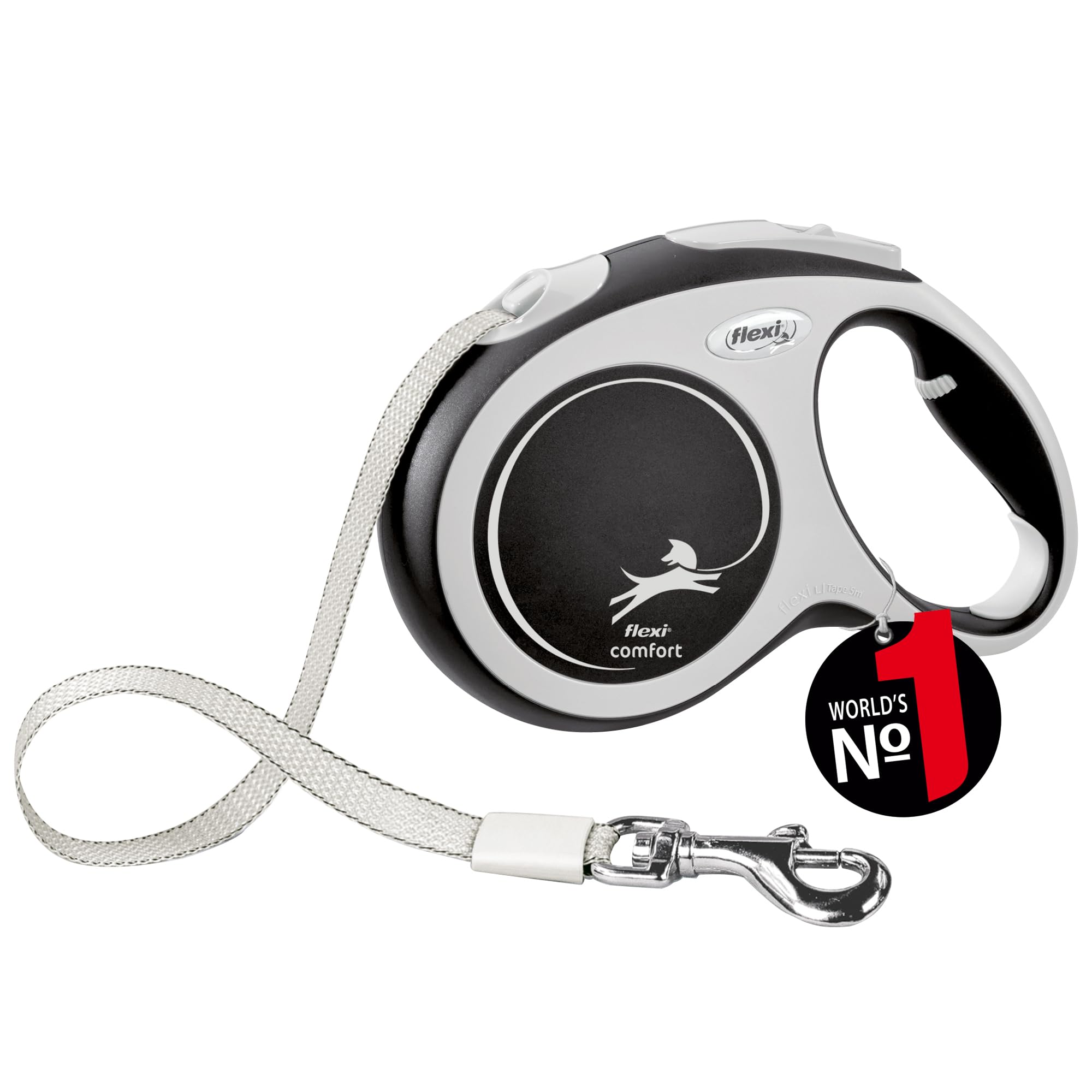 

Flexi New Comfort Tape L (До 50 кг), 5 м, Черный [Поводок для собаки]