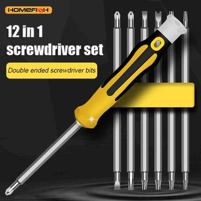 Multifunction Precision Tool for Home Maintenance 12 In 1 Magnetic Screwdriver Set Cross Flat Bits Tool