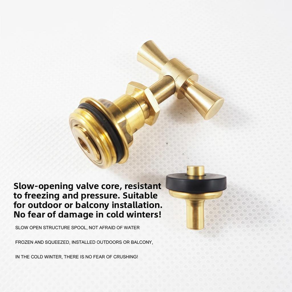 1PC Brass Faucet G1/2' Automatic Slow Open with Faucet Outdoor Anti-freeze Crack Single Cold Faucet for Washing Machine Mop