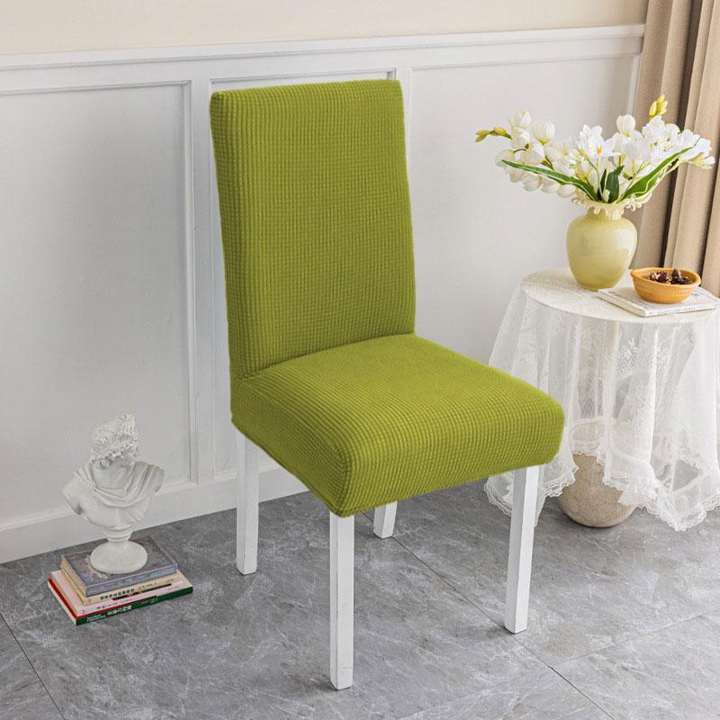1Pc With Chair Back Elastic All-season Thicken Chair Cover Soft Dining Chair Dustproof Solid Color