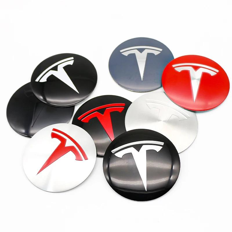 4Pc 65mm Car Wheel Hub Center Caps Emblem Stickers for Tesla Model 3 Y S X Roadster Hub Cap Center Cap Logo Sticker High Quality