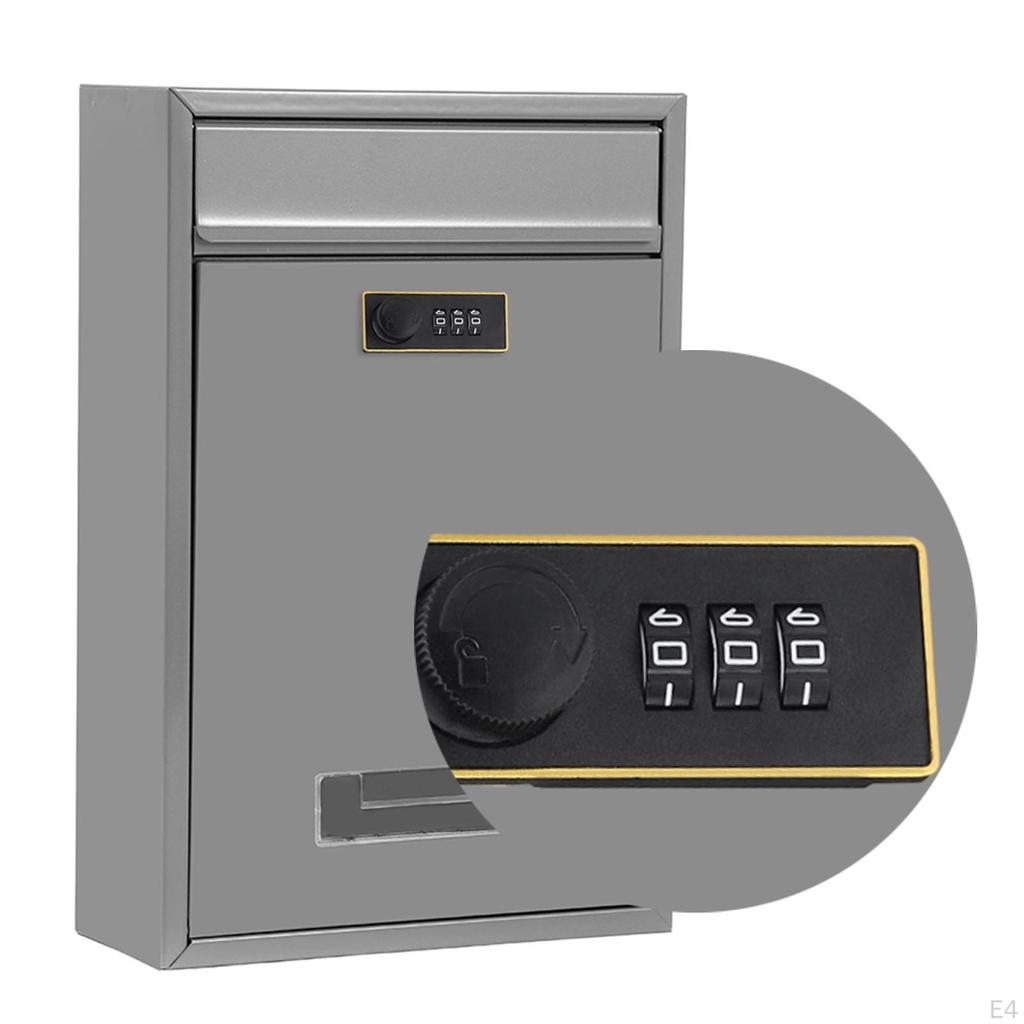 Combination Lock Security Mailbox Wall Mount 8.6x3.3x12.6inch for Gated Community Mail Collection