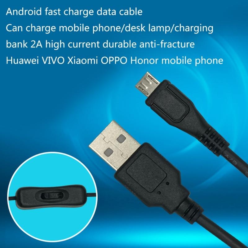 USB to Micro USB Cable USB Male to Micro USB Male with Switches Charging Cable Adapter USB2.0 Fast Charging for Phone