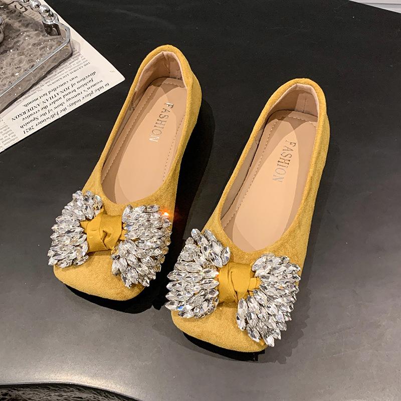 

2025 лето новая мода универсальная повседневная обувь стразы бант знаменитый медленный стиль острый носок не устают ноги туфли-лодочки женские 40