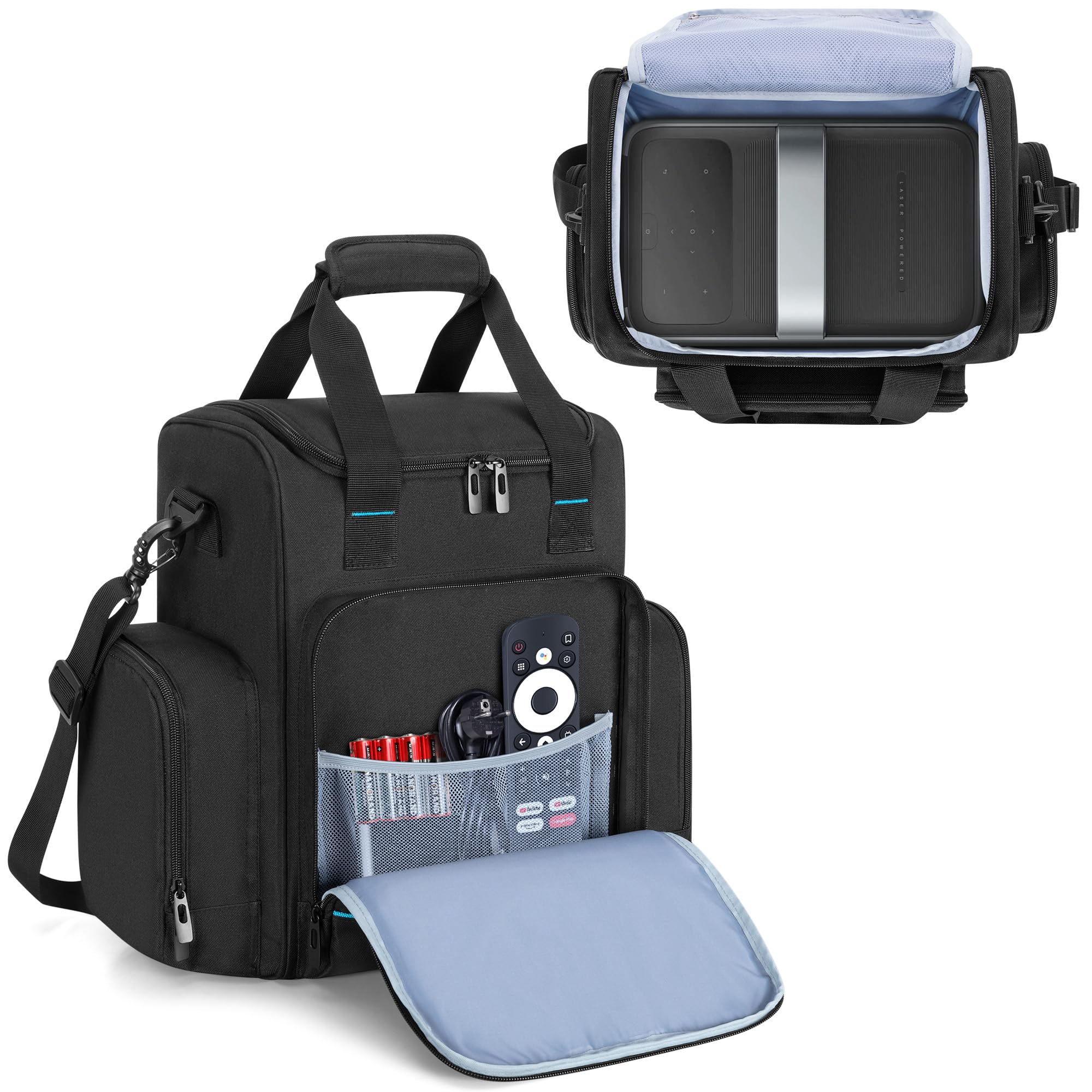 

CURMIO Projector Case, Large Capacity, Compatible with Nebula, Cosmos, Laser, and 4K Projectors, Mobile Projector Carrying Bag, Black