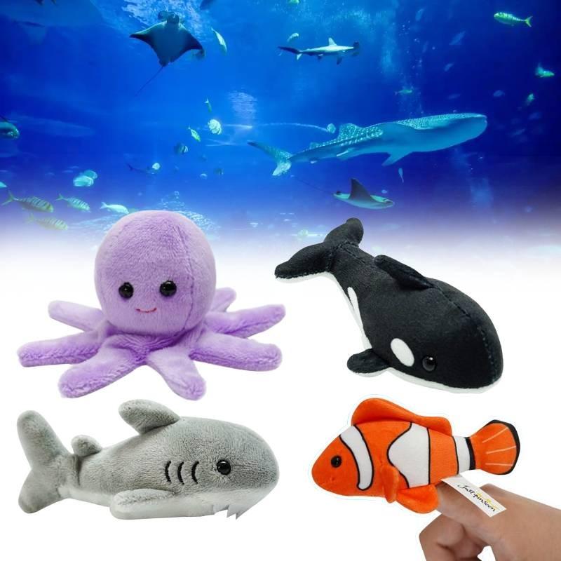 Finger Marine Animal Plush Toy Cartoon Stuffed Doll Room Decoration Kids Gift