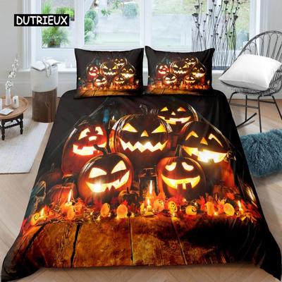 Halloween Dekbedovertrek Set Halloween Pompoen Geest Festival Thema Beddengoed Set voor Kind Jongen Tiener Microvezel Queen Size Dekbedovertrek