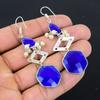 Daughters Day Deal Blue Sapphire Stone Trendy Drop Earrings 925 Sterling Silver