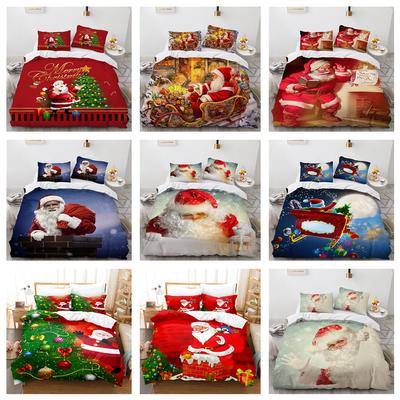 3D Christmas Bedding Santa Claus Down Duvet Cover 2/3 Pieces Luxurious and Comfortable Home Textile Christmas Gift for Children/adults Room