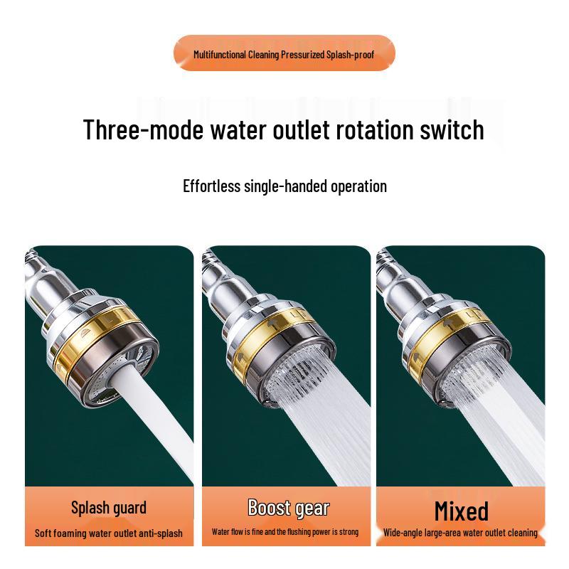 Splash-Proof Copper Kitchen Faucet Extension Nozzle with Pressurized Shower Head Aerator