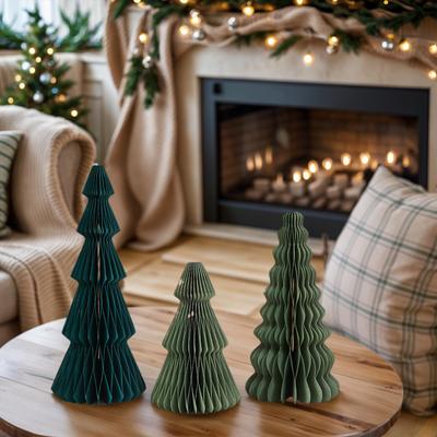 3 Peças Enfeite de Árvore de Natal de Origami Mini Árvore de Natal Árvore de Natal de Papel para Festival de Inverno de Natal Decoração de Ano Novo