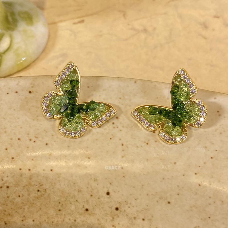 

Серьги-пусеты из серебра 925 пробы с кристаллами циркония Mori в форме бабочек, модные серьги в стиле ins, изысканные серьги класса люкс