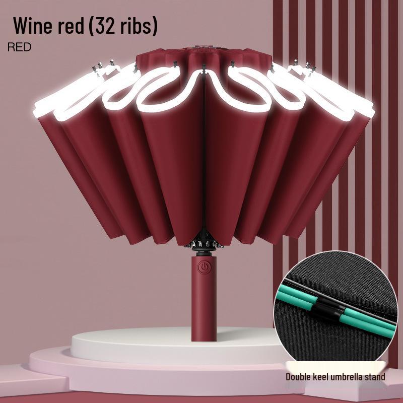 32-Rib Double-Bone Automatic Sun & Rain Car Umbrella - Customizable Folding Sun Protection & Gift
