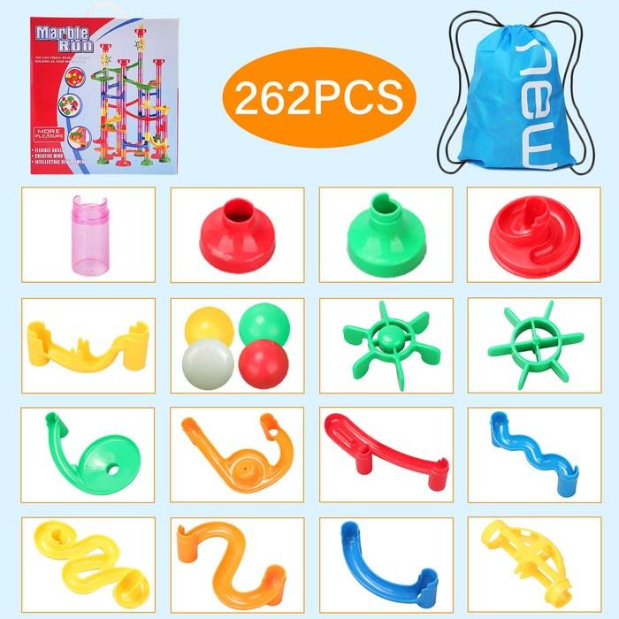 UQTOO Beads Coaster 265-Piece Educational Toy Marble Run Construction Set DIY Building Blocks for Boys and Girls