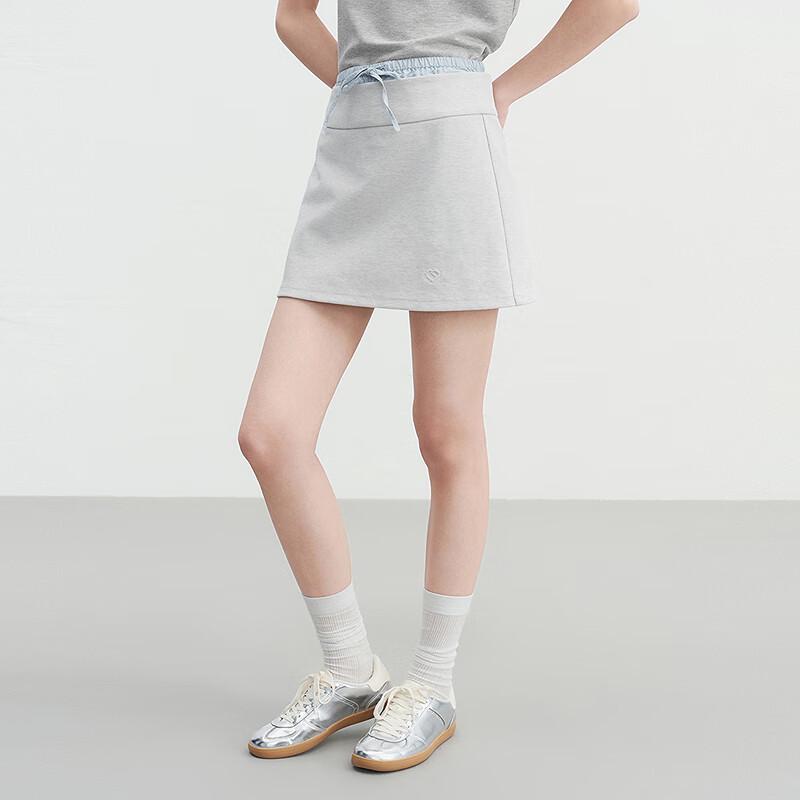 A-Line Knit Skirt with Faux Two-Piece Waist M