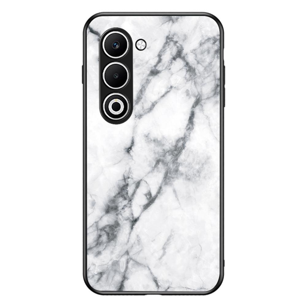 

For Oppo A5 5G Case Marble Pattern Tempered Glass+PC+TPU Protective Phone Cover White Marble