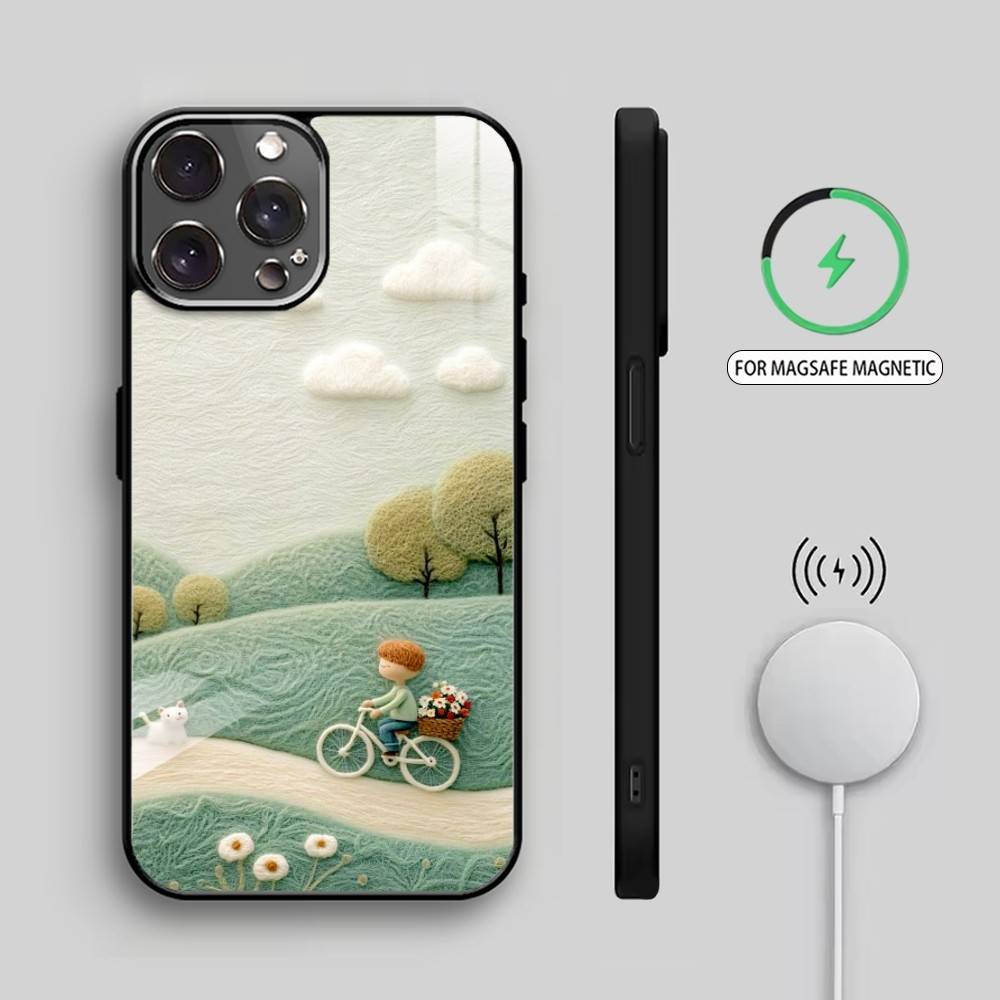 Cute F-Felt N-Needlework    Phone Case For iPhone17,16,15,14,13,12,11 Plus,Pro Max Magnetic For Magsafe Wireless Charging