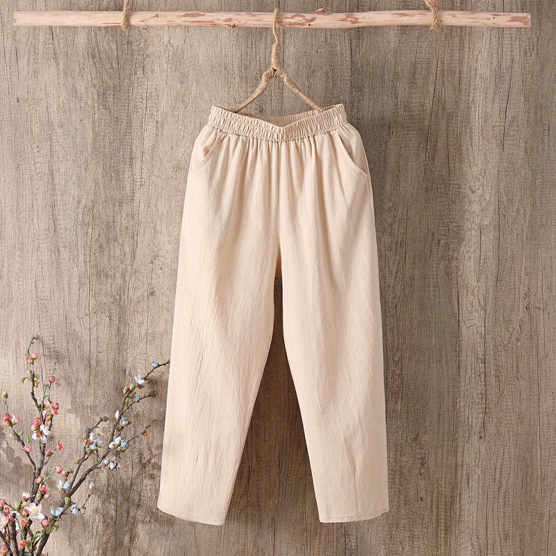 Women's Pants Loose Cotton Pants with Large Size Cotton Solid Color Casual Ladies Underwear