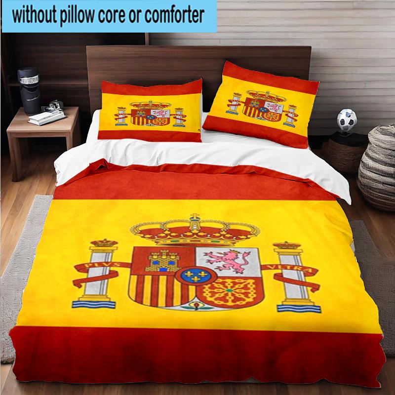 3pcs Spanish National Emblem Printed Bedding Set Duvet Cover Closure Includes 1 Duvet Cover & 2 Pillowcases Bedding Sets Home Decor Gifts