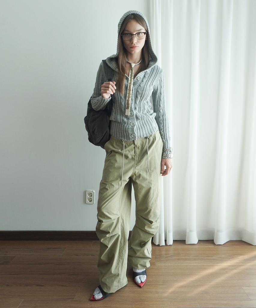 SCULPTOR String Parachute Pants Washed Beige