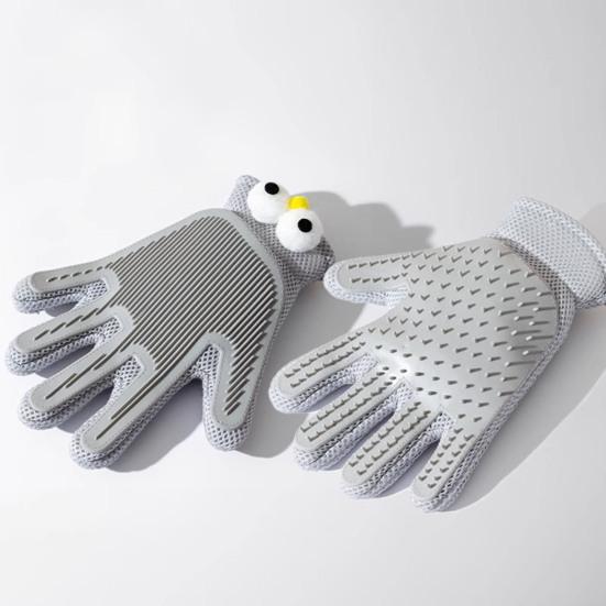 Pet Hair Removal Gloves 2-in-1 Deshedding Grooming Glove for Dogs Cats Double Sided Fur Remover Mitt for Couch Clothes Carpet Car Seat