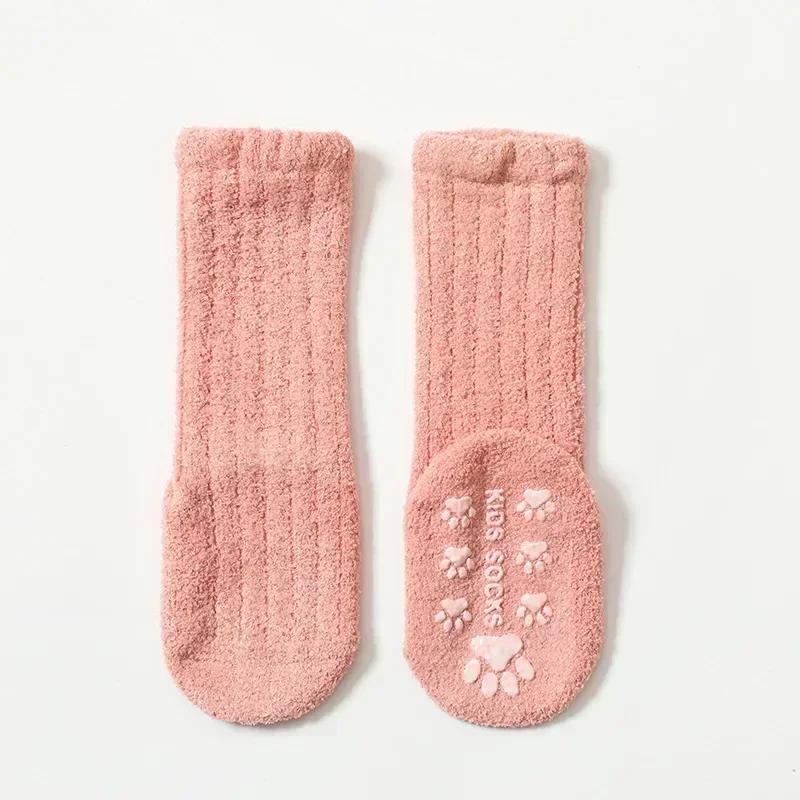 New Warm Baby Calf Sock Simplicity Solid Color Calf Sock for Toddler Boy Girl Indoor Autumn Winter Newborn Non-slip Floor Socks