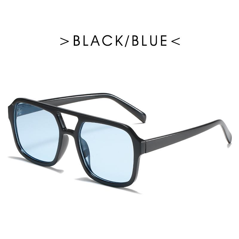 "Trendy Retro Double Beam Ocean Lens Sunglasses with Large Frame"