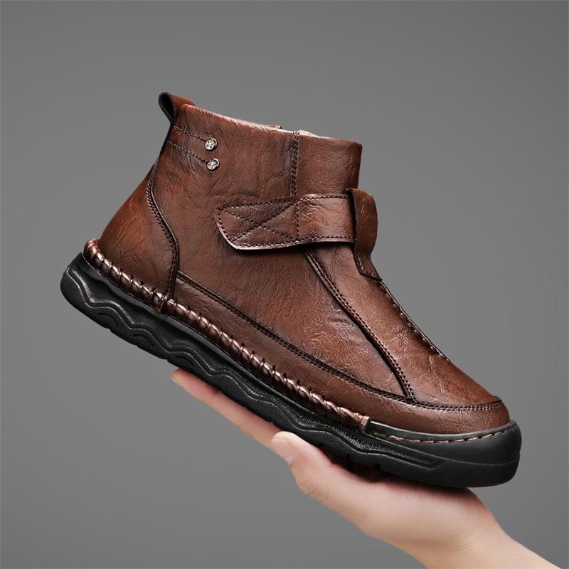 Men's Leather Boots Zipper High Top Casual Shoes Sneakers 39-48