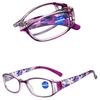 Premium folding reading glasses women's fashion ultra-light portable elderly old light glasses printing high definition anti-blue reading glasses