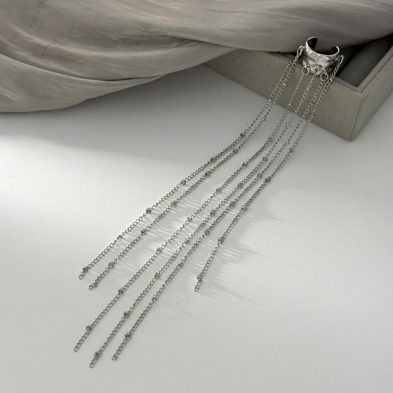 Elegant Long Fringe Ear Clips with Clip On Feature Pendant Earrings Suitable for Easy Wear Versatile Fashion Accessory