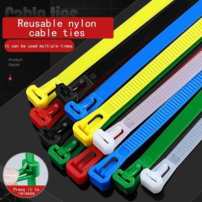 100PCS Plastic Reusable Cable Zip Tie Nylon May Wrap Straps Ties Slipknot Loose SlipknotRecycle Organizer Detachable Zipper Strap Fixed Strap