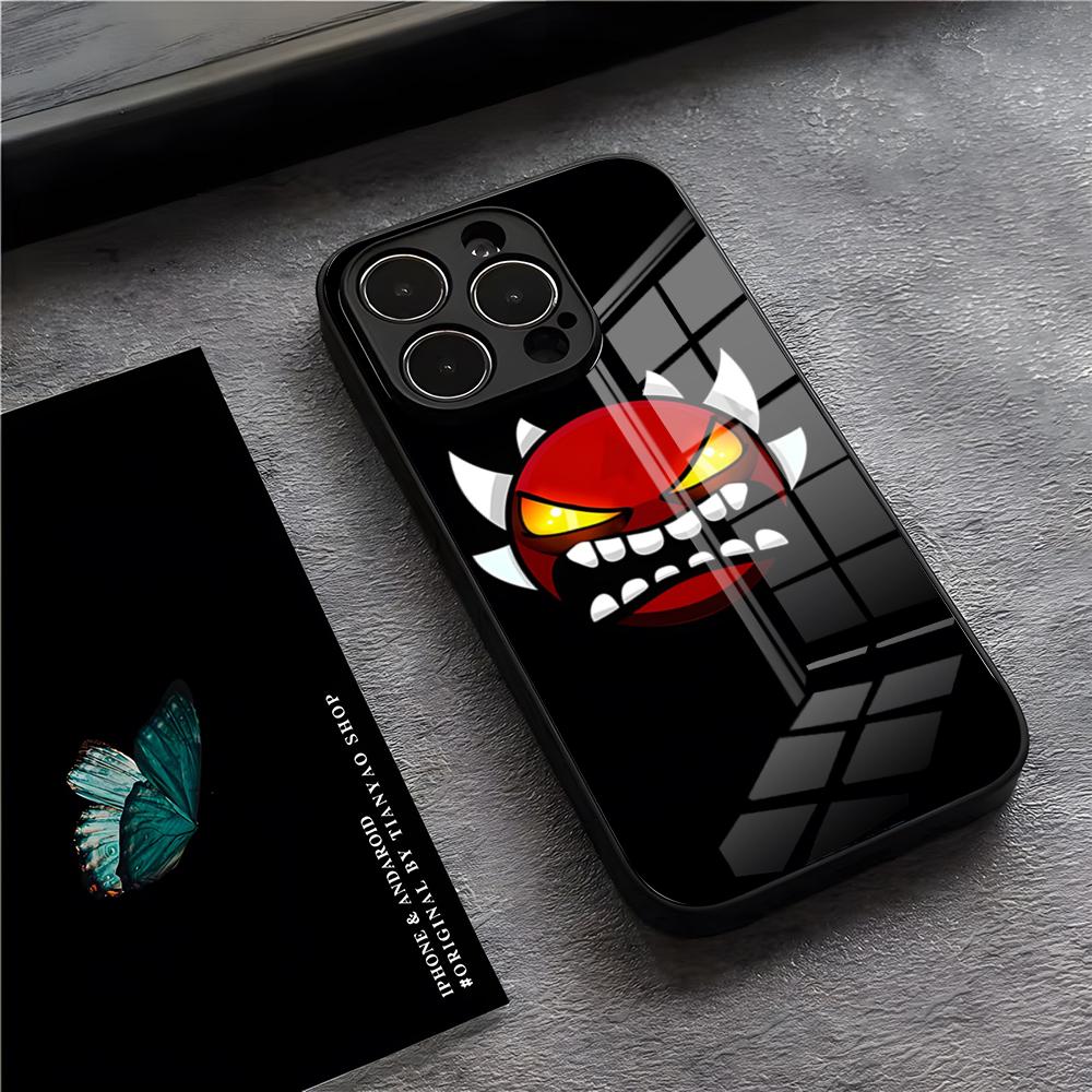 

Game G-Geometry Dash Phone Case For IPhone 17 Pro Max 15 Pro 16 14 Plus 12 13 Mini 11 Pro Shockproof Glass Cover iPhone13 Pro