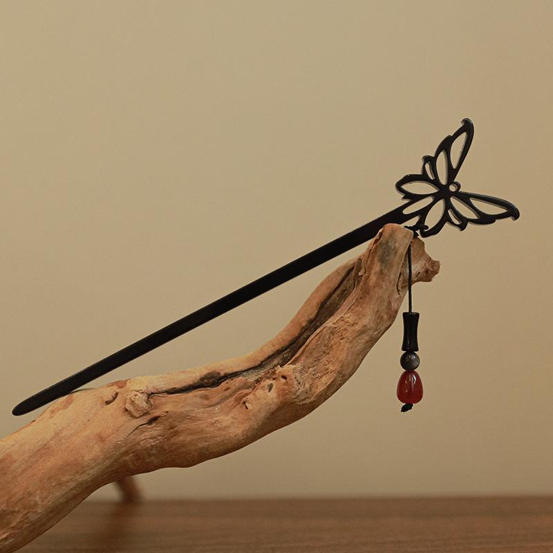 

Винтажная китайская заколка для волос с кисточкой и бабочкой - элегантный аксессуар для волос для женщин