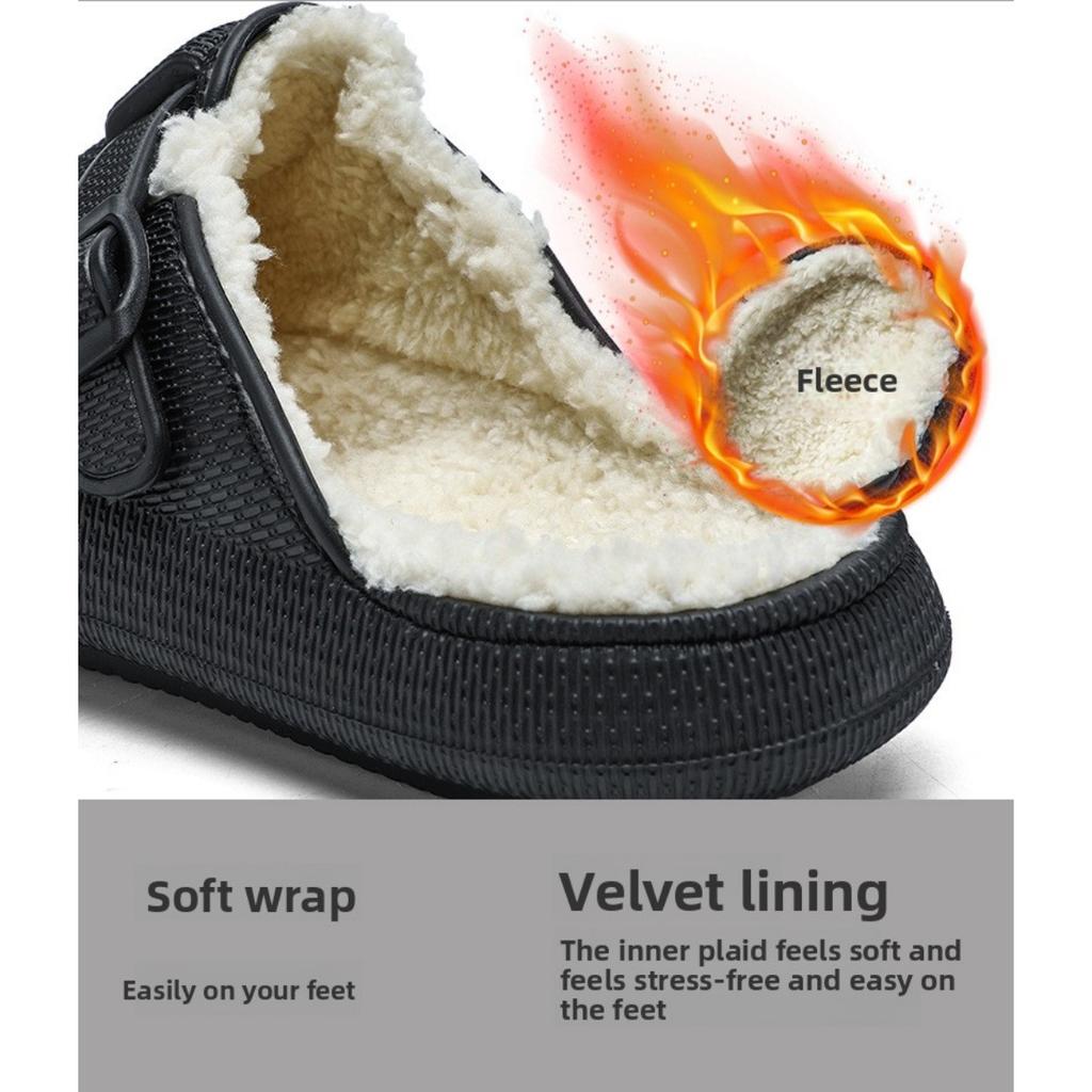 Men's Cotton Shoes with Thick Soles and Cotton Slippers for Warmth, Anti Slip, and Toe Covering