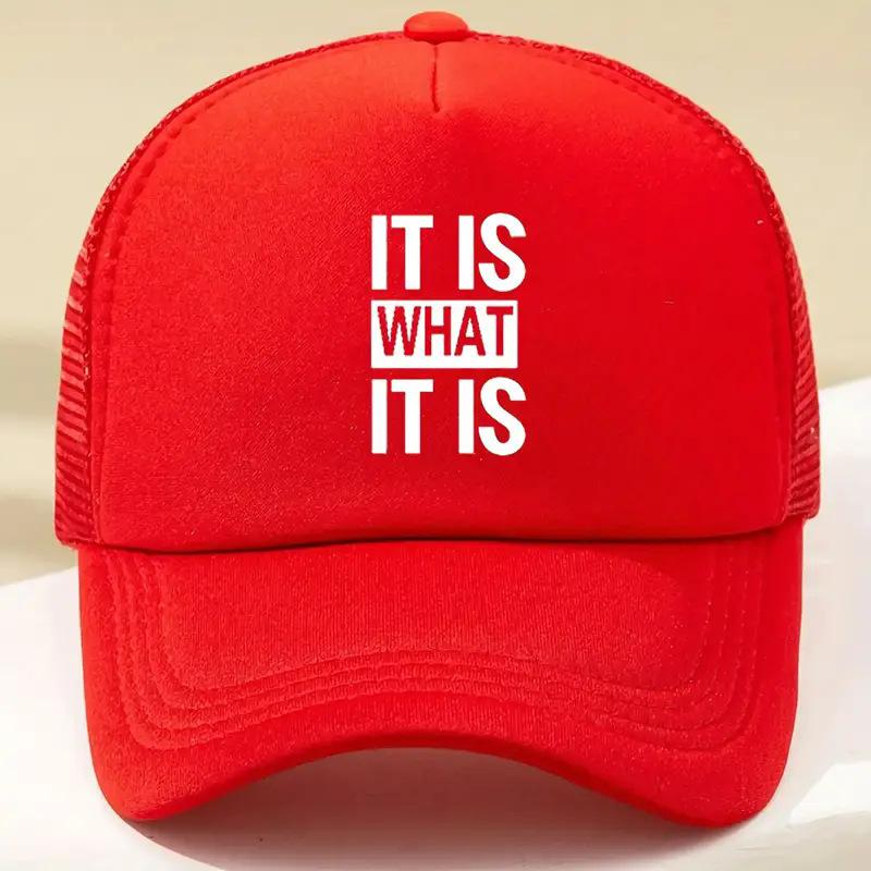 It Is What It Is Baseball Cap Personality Wind English Alphabet Baseball Cap Net Hat красный