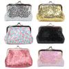 Women Coin Purse, with Metal Hinge And Kiss-lock Design, Lightweight Portable Mini Wallet, with Sequined Glitter Vintage Pouch for Coins Cards
