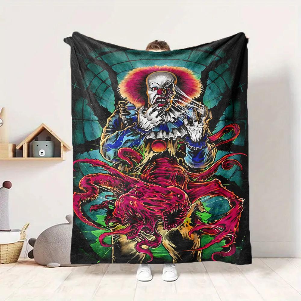 Horror Clown Flannel Blanket Throw Blanket Soft Warm Sofa Bed Camping Car home Decor Unique Christmas Gift C9302668